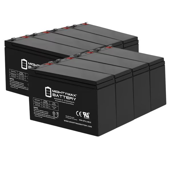 12V 8Ah Battery Replacement for APC Back-UPS 500 Battery - 8 Pack, Mighty Max Battery, Mfr#: ML8-12MP8155